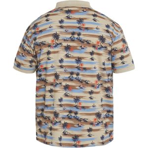 North Latitude polo shirt 100%, sand-coloured cotton with a summer pattern