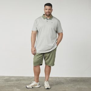 North Latitude polo shirt 100%, made from cotton in olive green with narrow stripes