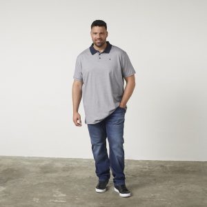 North Latitude polo shirt 100%, 100% cotton in navy blue with narrow stripes