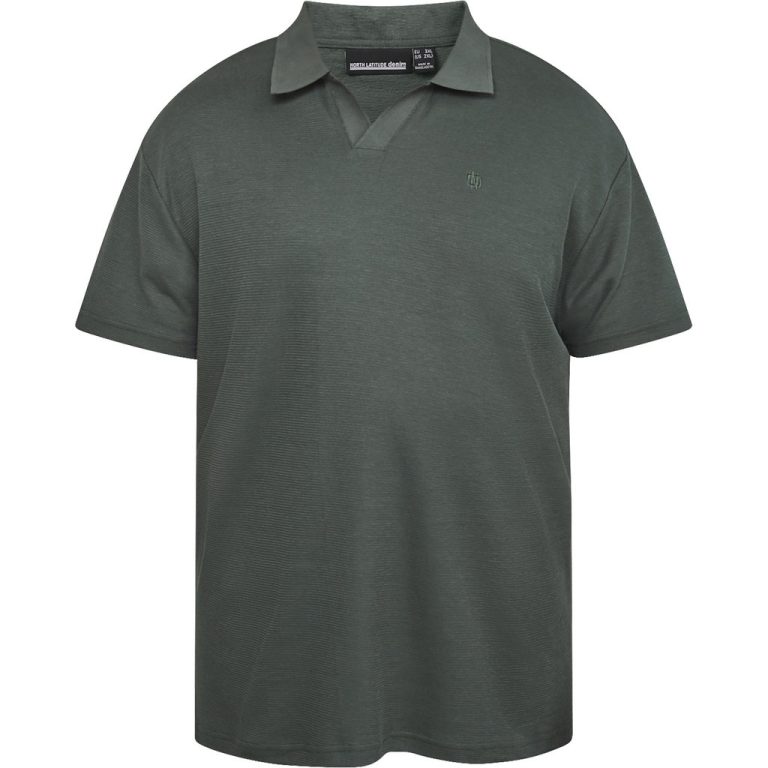 Mørk duset grøn polo i 100% bomuld med v-hals til store mænd fra North Latitude, XL til 8XL