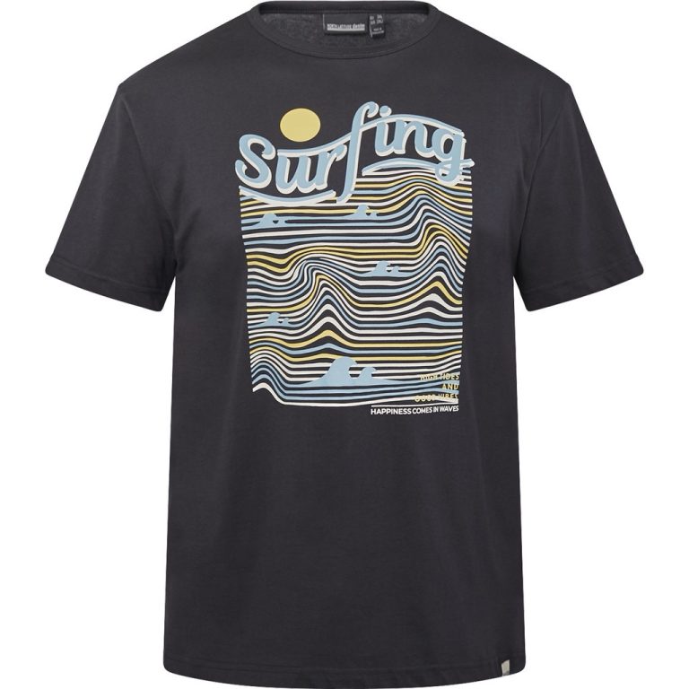 Sort t-shirt med grafisk surf-print til store mænd fra North Latitude, XL til 8XL