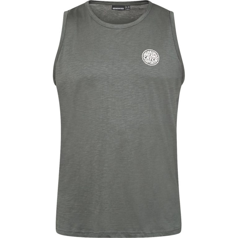 Mørk dustgrøn tanktop med lille print i lækker bomuld til store mænd fra North Latitude, XL til 8XL