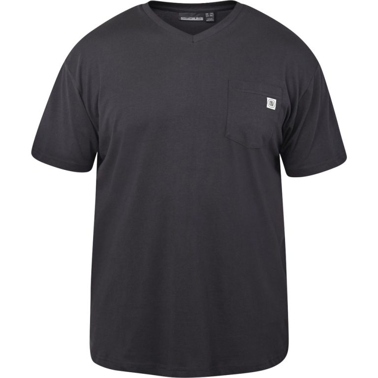 Sort t-shirt med v-hals og lomme til store mænd fra North Latitude, XL til 8XL