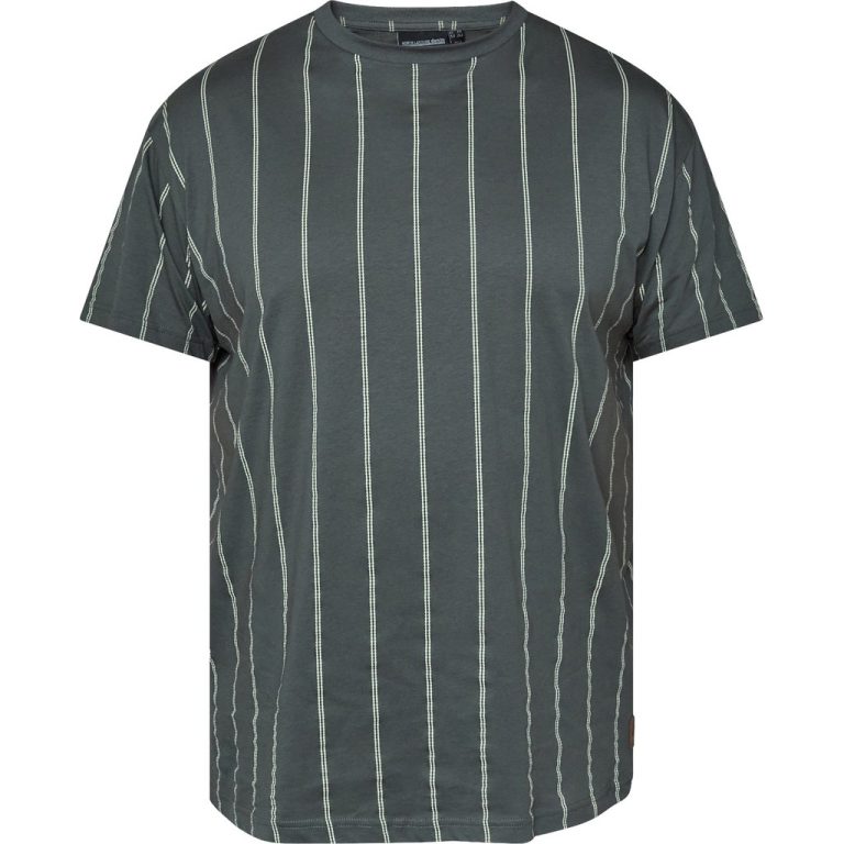 Mørk duset grøn t-shirt med lodrette striber til store mænd fra North Latitude, XL til 8XL
