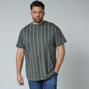 North Latitude T-shirt with vertical stripes in a dark, muted green