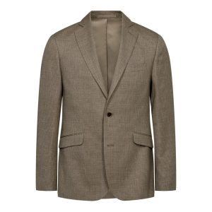 Sunwill Blazer i Modern Fit med klassisk små-ternet mønster Mørk Sand