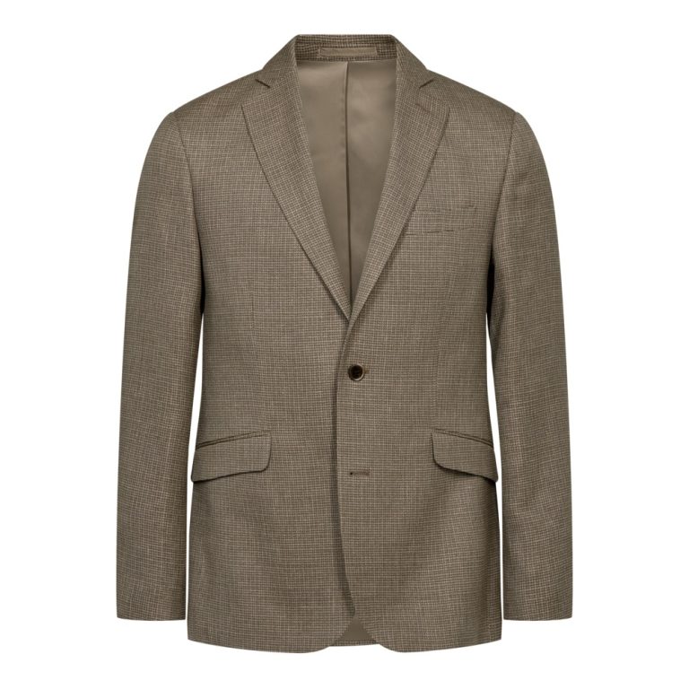Mørksandfarvet blazer i modern fit med klassisk småternet mønster til store mænd fra Sunwill