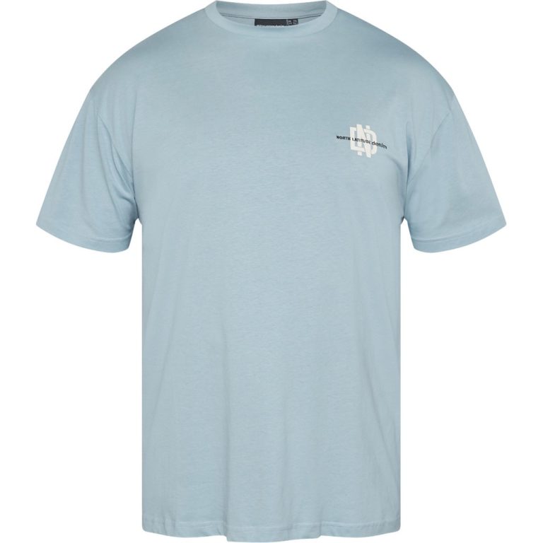 Lys duset blå printet t-shirt i lækker bomuld til store mænd fra North Latitude, XL til 8XL
