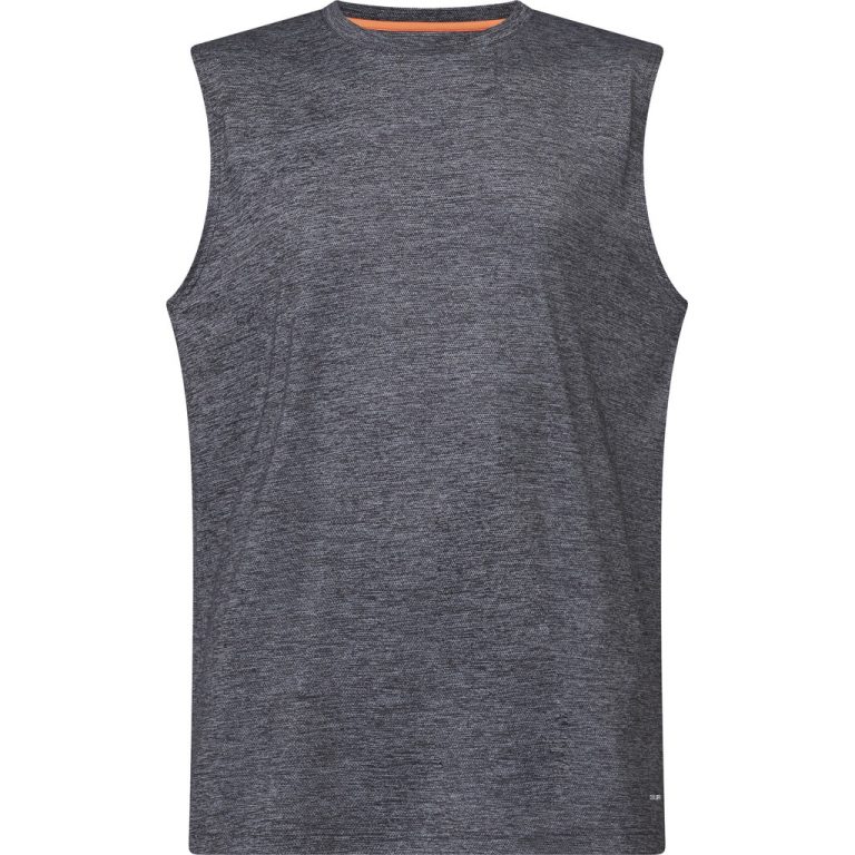 Grå meleret tanktop med cool effekt-funktion og svedtransporterende polyester til store mænd fra North Latitude, XL til 8XL