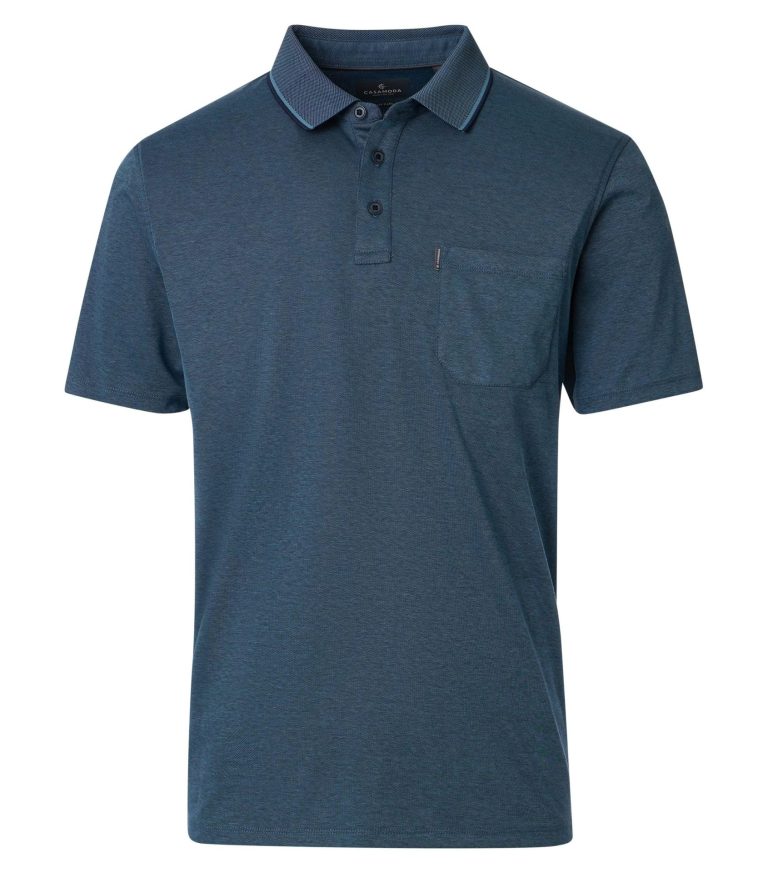 Kaptajnblå easy care-polo med korte ærmer og lomme til store mænd fra Casa Moda, M til 6XL
