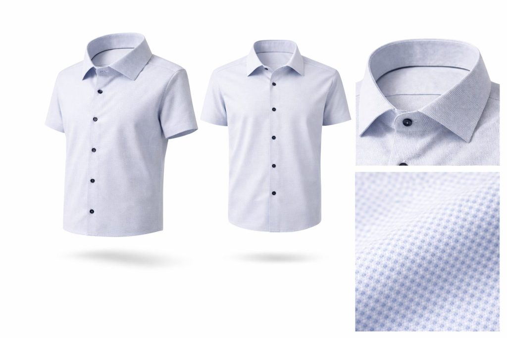 von Venti Kurzarmhemd in Comfort Fit mit kleinem Muster blau