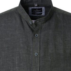 Casa Moda Casual fit short-sleeved linen top with a light blue Chinese collar (the image shows a dark green version)