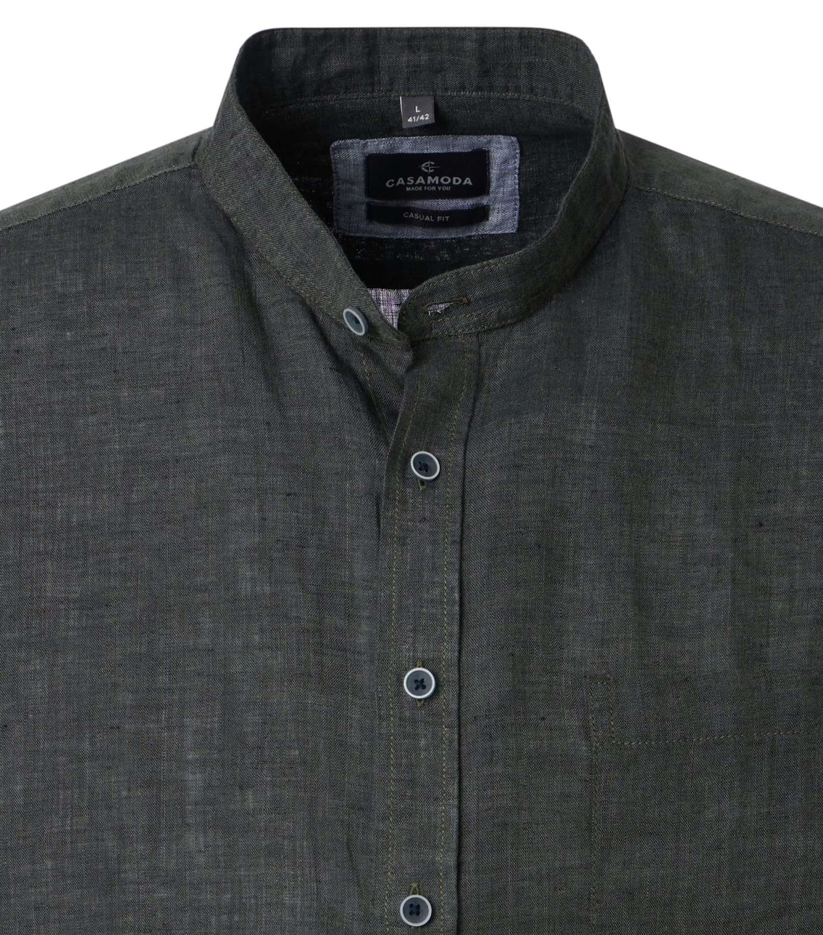 Casa Moda Casual fit kurzarm in Leinen und Porzellankaro hellblau (Abbildung ist dunkelgrün)