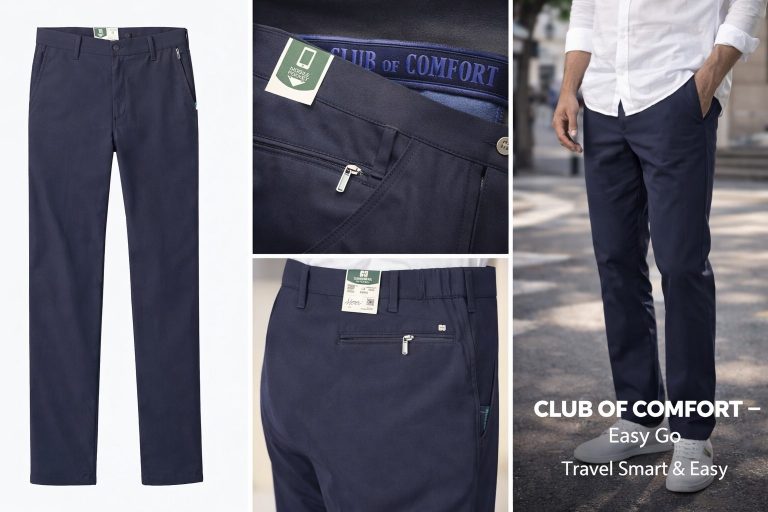 Marineblå extreme flex chinobukser med skrå lommer til store mænd fra Club of Comfort