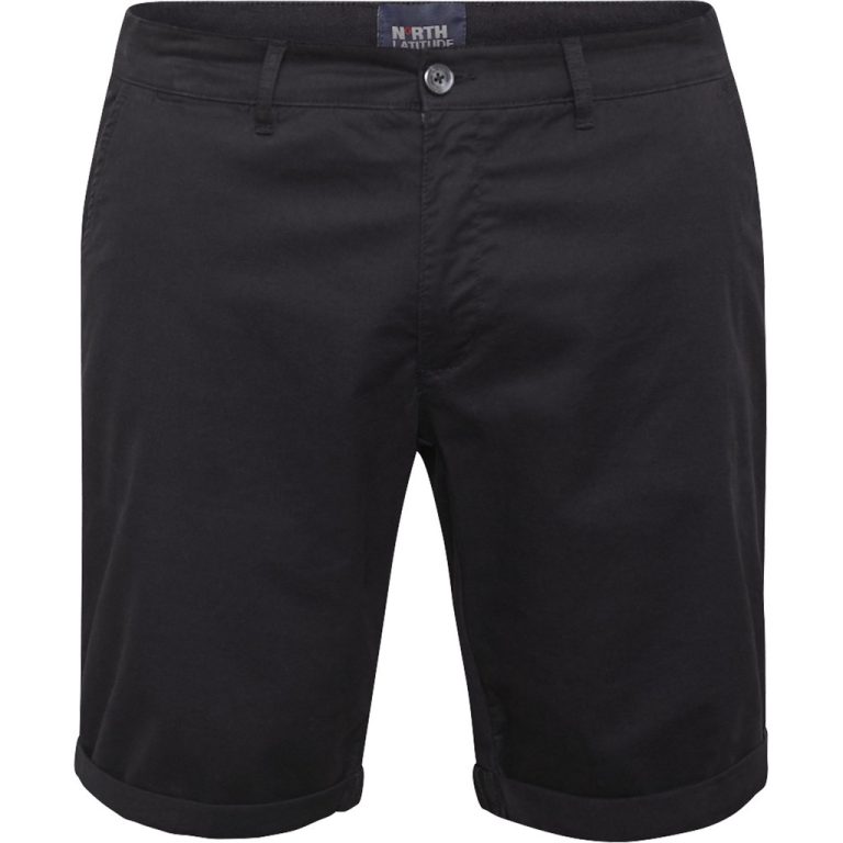 Sorte chinoshorts med skrå lommer til store mænd fra North Latitude