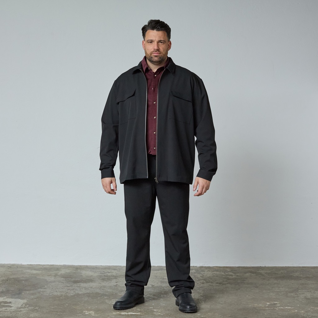 North Latitude suit style overshirt, med fuld lynlås sort – Bild 3