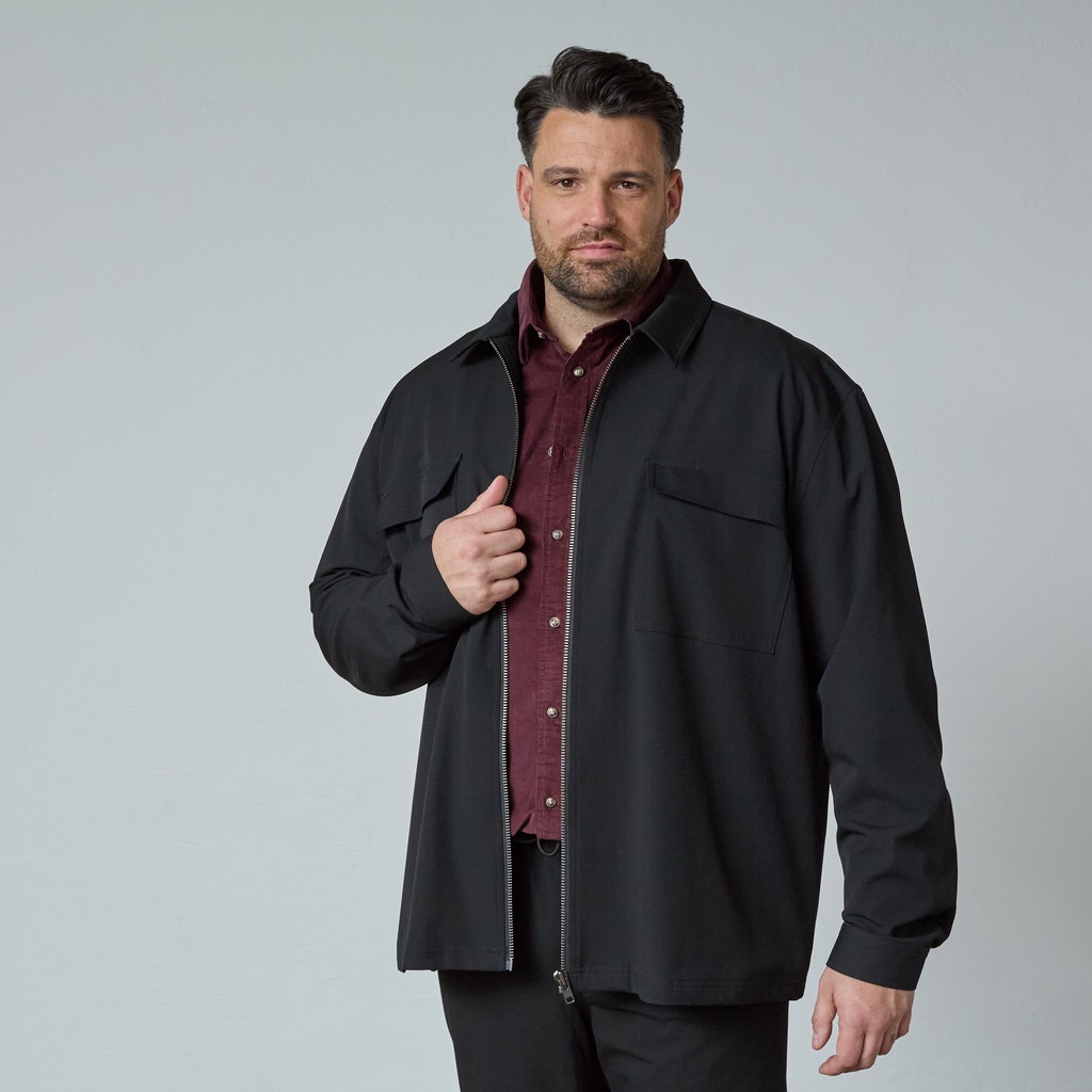 North Latitude Überhemd im Anzugstil, mit durchgehendem Reißverschluss schwarz