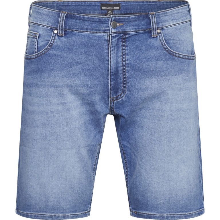 Blå jog cowboy shorts i slidt, stærkt vasket denim til store mænd fra North Latitude