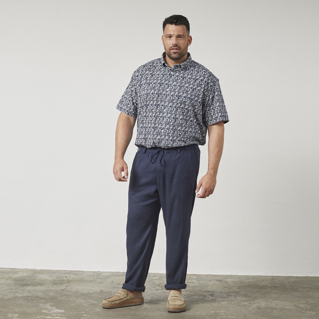 North latitude chino hør bukser med skrå lommer elastik talje marine blå – Bild 3