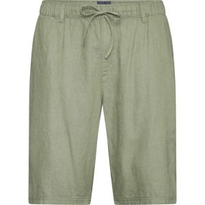 North Latitude Chino Leinen-Shorts mit schrägen Taschen elastischer Bund olivgrün