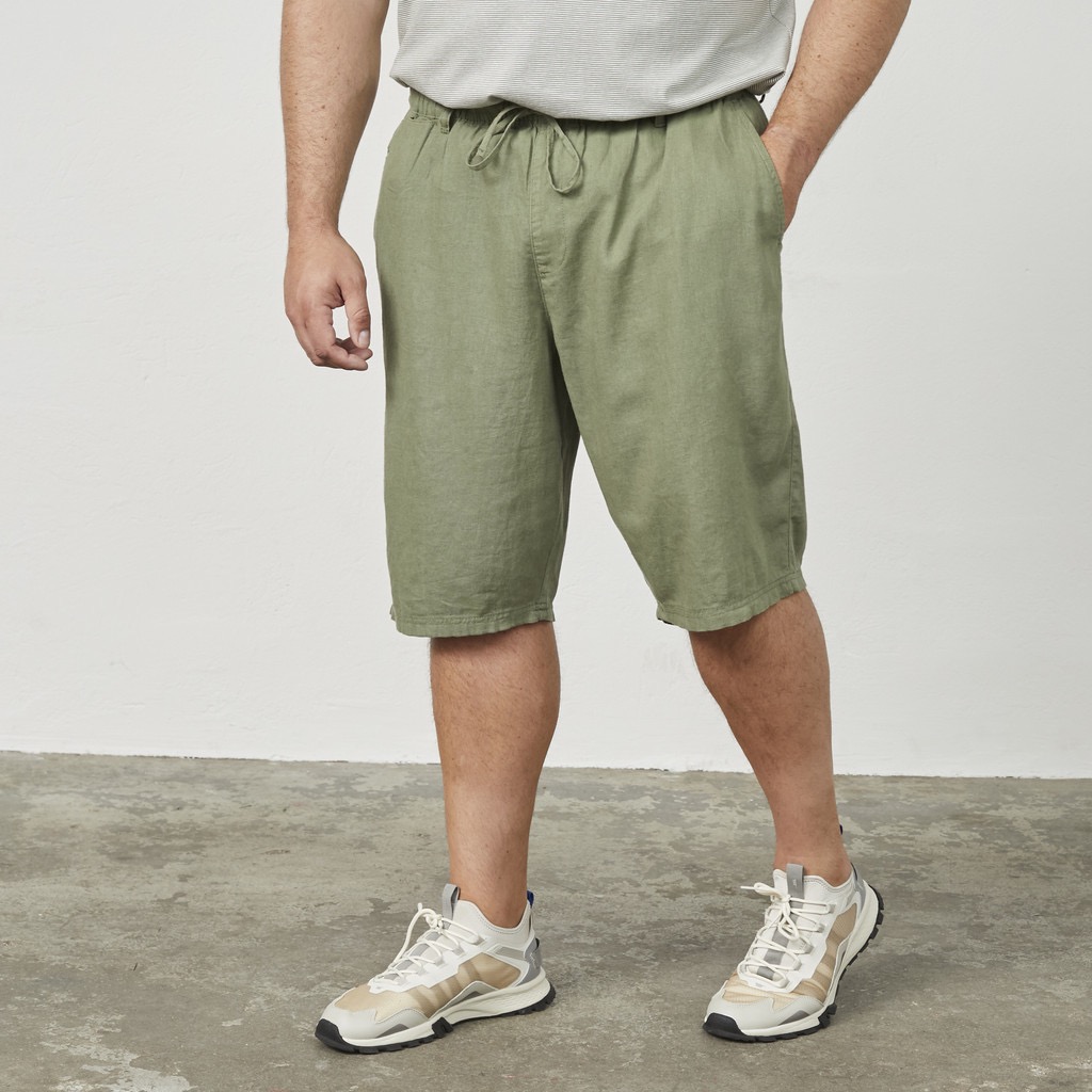 North latitude chino hør shorts med skrå lommer elastik talje oliven grøn – Bild 3