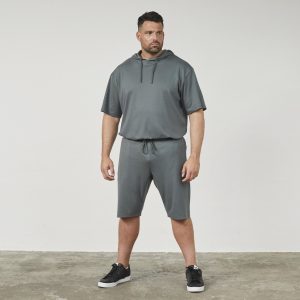 North Latitude sweat shorts with elasticated lining, dark muted green