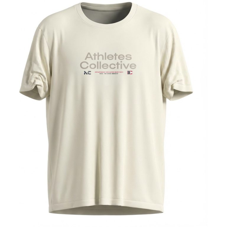 Off white t-shirt med print og rund hals til store mænd fra Athletes Collective, M til 8XL