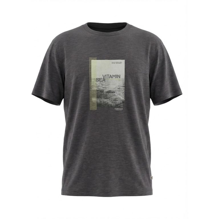 Mørkegrå t-shirt med brystprint og rund hals til store mænd fra Athletes Collective, M til 8XL