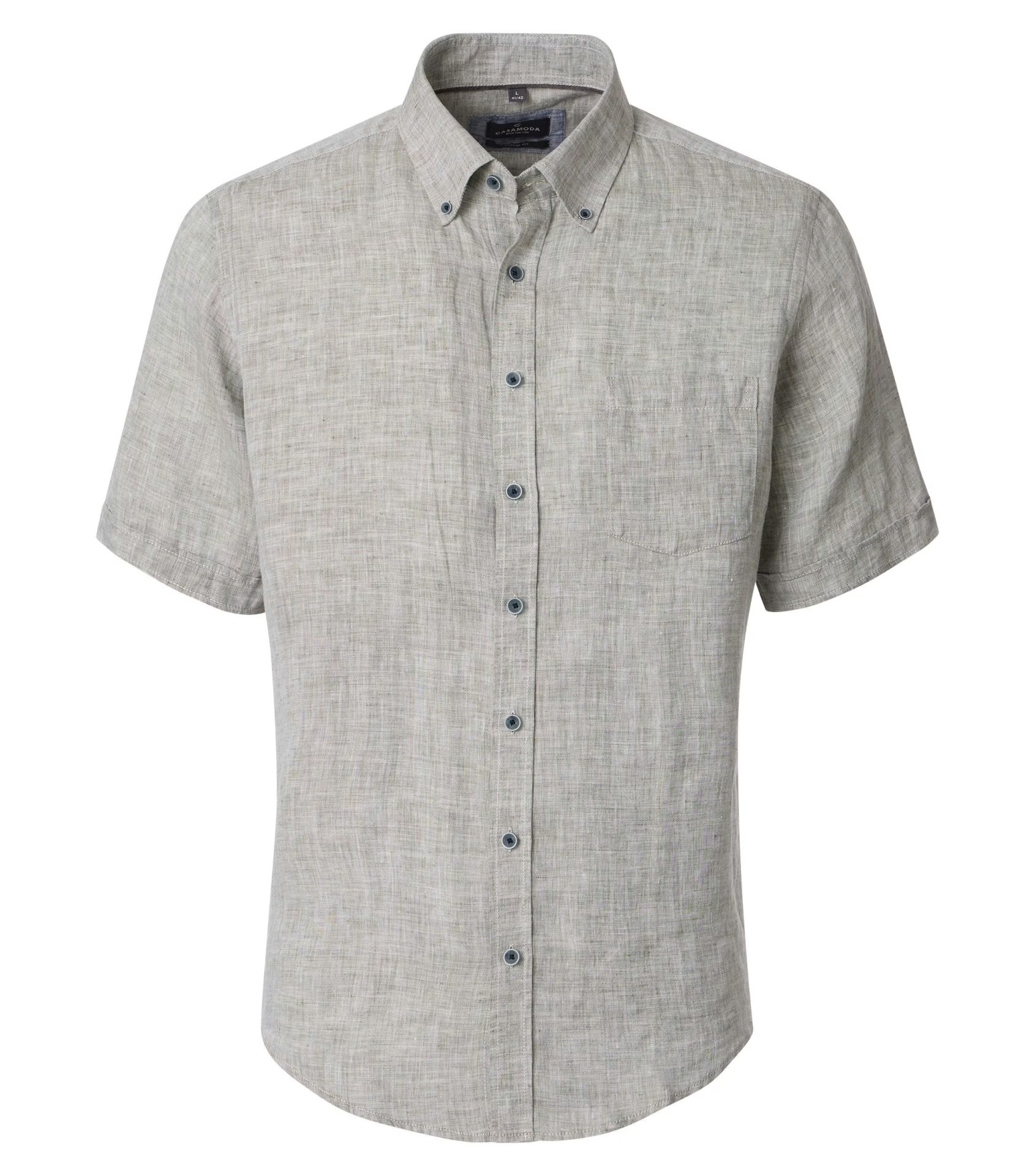 Casa Moda Lässige Passform mit kurzen Ärmeln aus Leinen und Daunen in Olivgrün