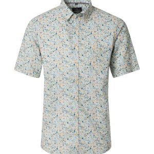 Casa Moda Lässige Passform mit kurzen Ärmeln aus Leinen-/Baumwollgemisch und Sommermuster