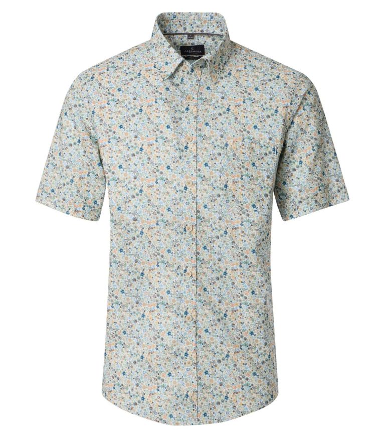 Kortærmet casual fit-skjorte i en hør og bomuld-blanding med sommermønster til store mænd fra Casa Moda