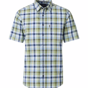 fra Casa Moda Kort ærmet skjorte i comfort fit, ternet i blå og grønne farver