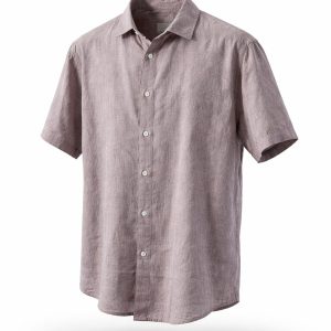 Athletes Collective kort ærmet skjote i hør/bomuld rød meleret