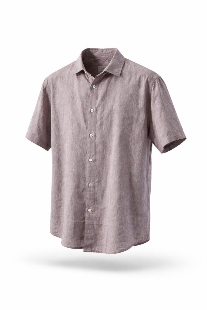 Athletes Collective Leinen/Baumwolle Kurzarmhemd rot gesprenkelt