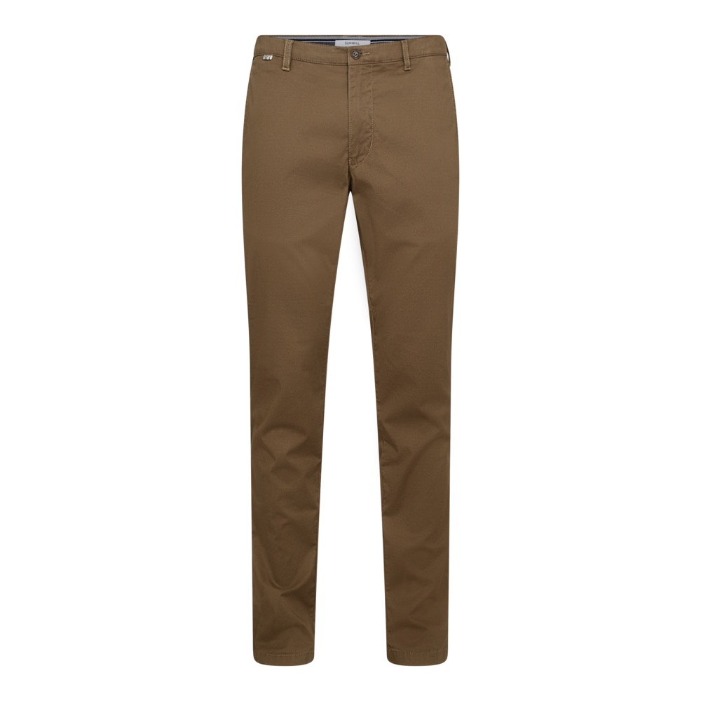 Sunwill bomuldsbukser modern fit med kontrast ved lommen Kahki