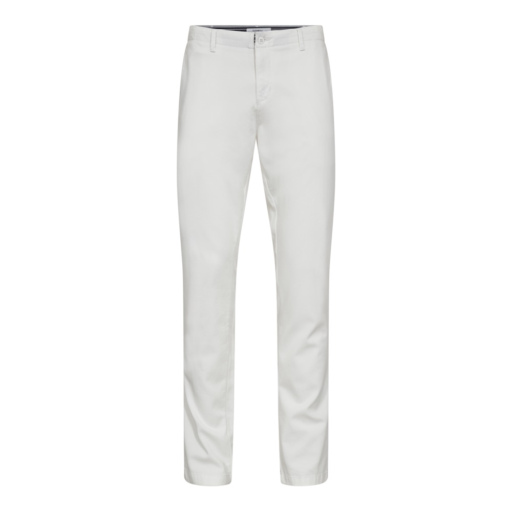 Sunwill bomuldsbukser modern fit medPaspolerede baglommer med klap HVID