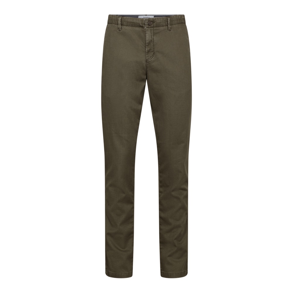 Sunwill bomuldsbukser modern fit med Paspolerede baglommer med klap GRØN