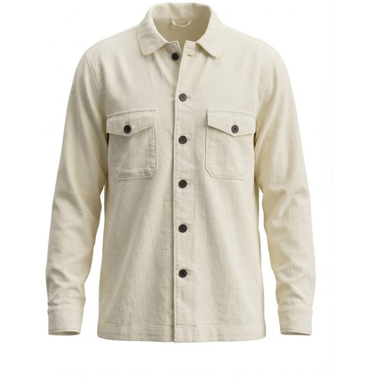 Off white overshirt i bomuld til store mænd fra Athletes Collective, M til 8XL