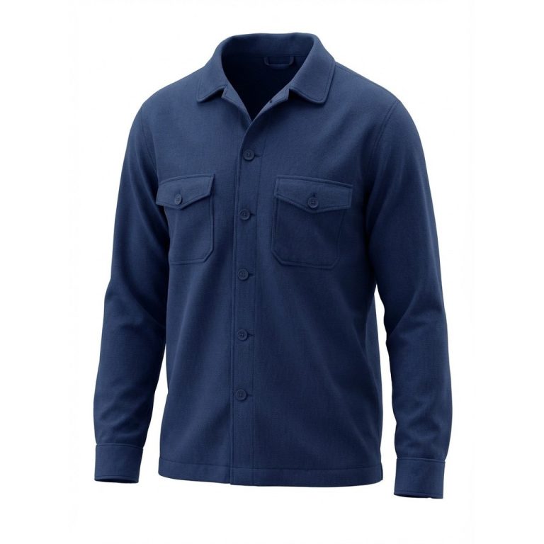 Marineblå overshirt i bomuld til store mænd fra Athletes Collective, M til 8XL