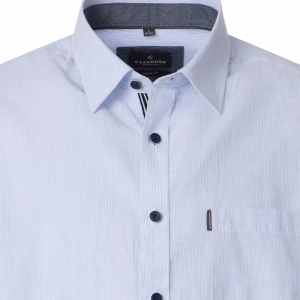 Casa Moda Casual fit Kurzarm aus Leinen mit hellem Streifen und Kent Flip hellblau