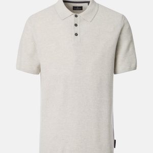 Kort ærmet bomuld polo i flat strikket flint grå