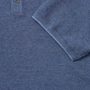 Kurzärmeliges Baumwoll-Polohemd aus flach gestricktem Stoff in der Farbe „Blue Horizon“