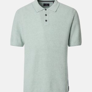 Kort ærmet bomuld polo i flat strikket lys grøn