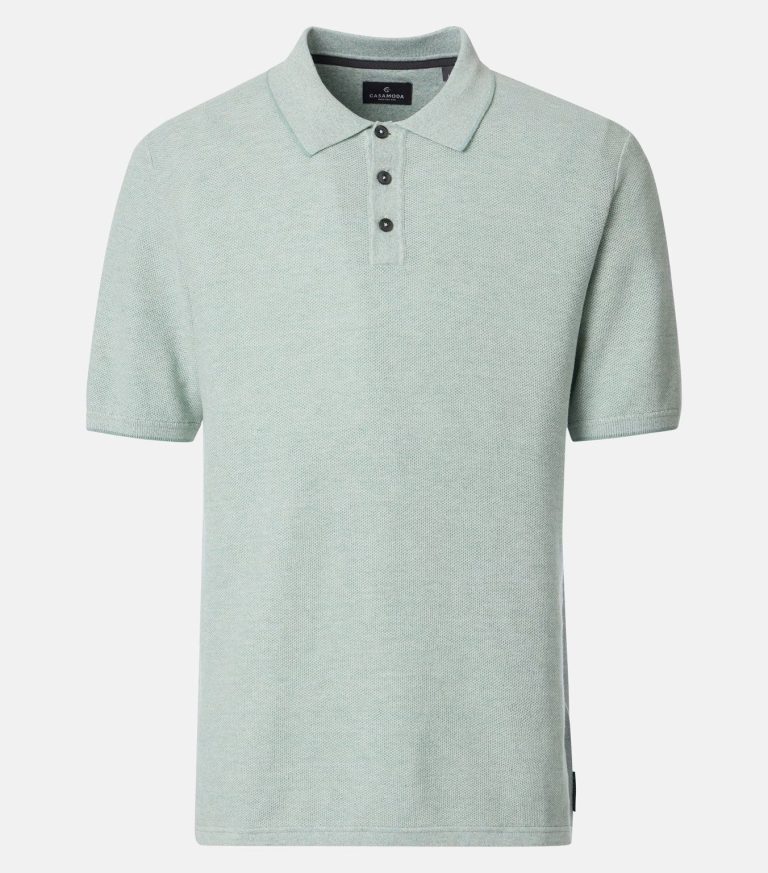 Lysegrøn kortærmet bomuldspolo i flad strik til store mænd fra Casa Moda, M til 6XL
