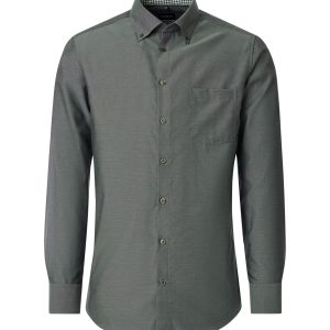 Casa Moda comfort-fit long-sleeved shirt with textured fabric, green