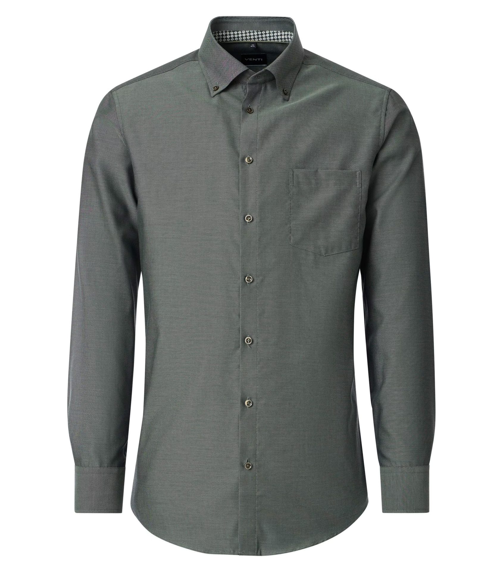 Casa Moda comfort-fit long-sleeved shirt with textured fabric, green