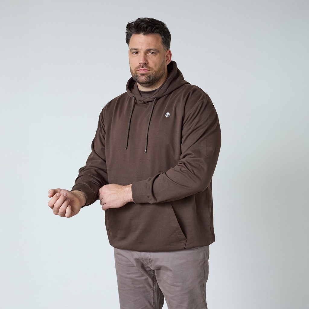 North latitude hoodie med ryg print og kænguru lomme mørk brun – Bild 5