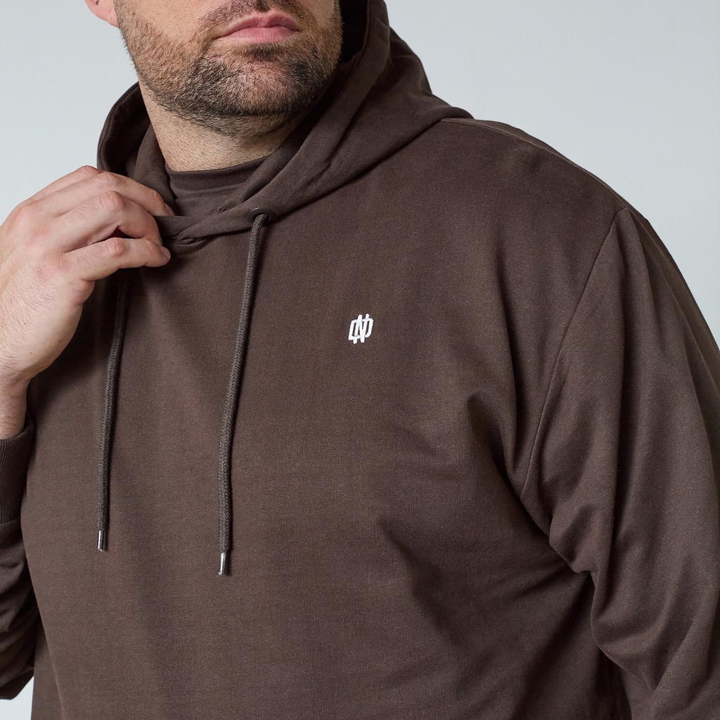 North latitude hoodie med ryg print og kænguru lomme mørk brun – Bild 4