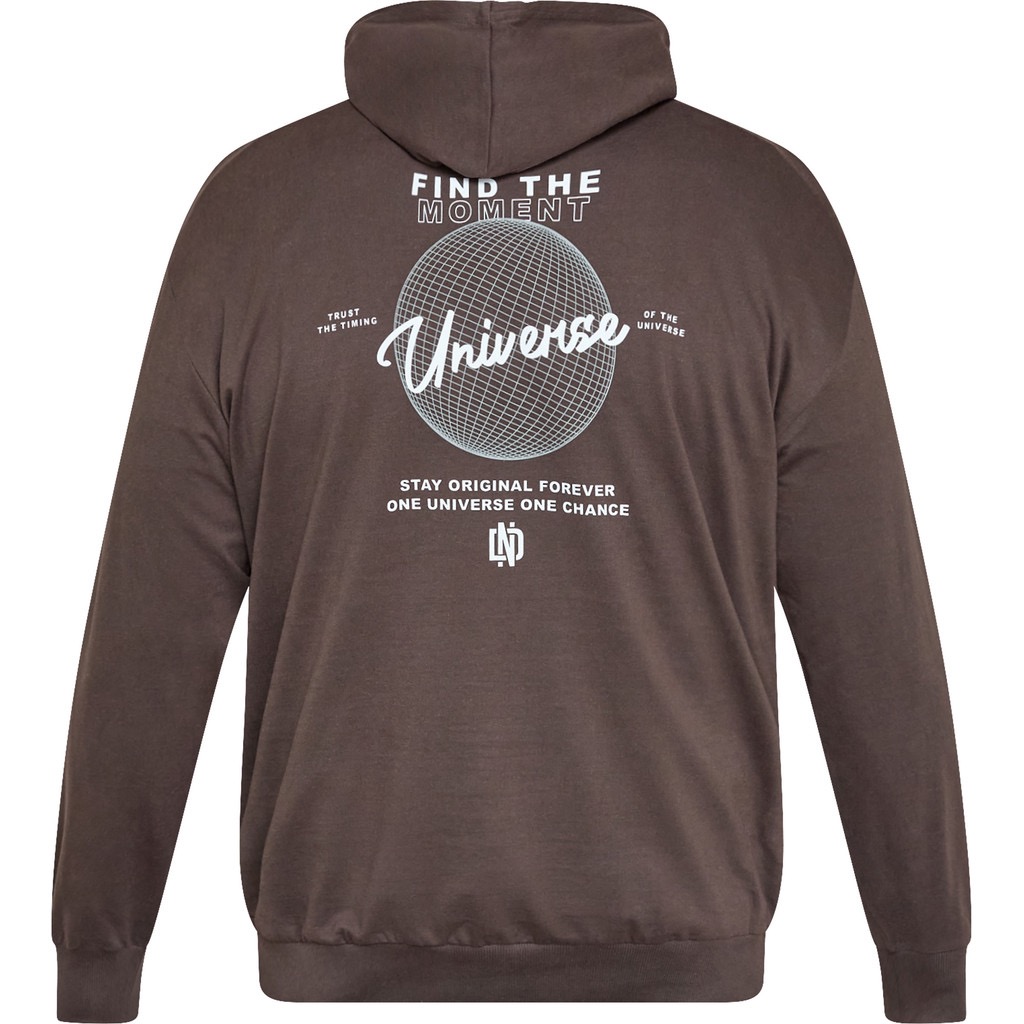 North latitude hoodie med ryg print og kænguru lomme mørk brun – Bild 2