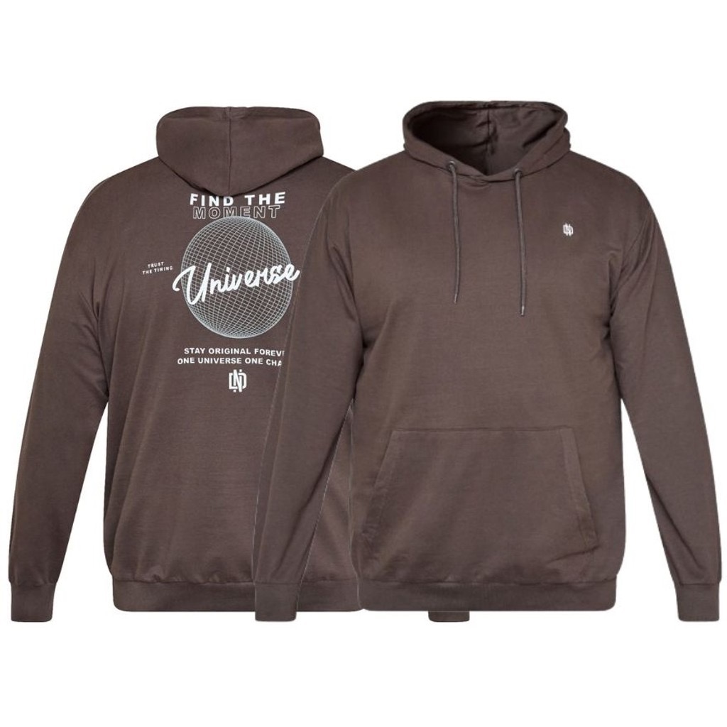 North latitude hoodie med ryg print og kænguru lomme mørk brun